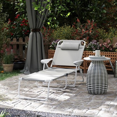 Outsunny Sonnenliege klappbar Gartenliege mit Kopfkissen, Campingliege
