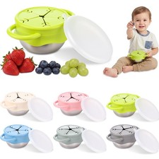 6 Pcs 13 oz Stainless Steel Snack Cups Spill Proof, 3 in 1 Baby Snack Contain...