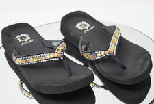 Yellow Box Zabrina Wedge Flip Flop Sandals Black US 6.5   Cute  Comfy Look