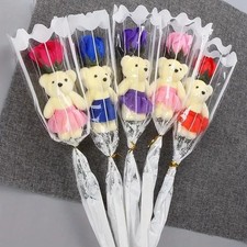 5Pcs Artificial Rose Bear Flowers Soap Bouquet Set Lovely Flower Gift for Mother