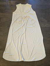 Vintage Vanity Fair Satin Type Nightgown Lace Tie Back Long Side Slit Medium
