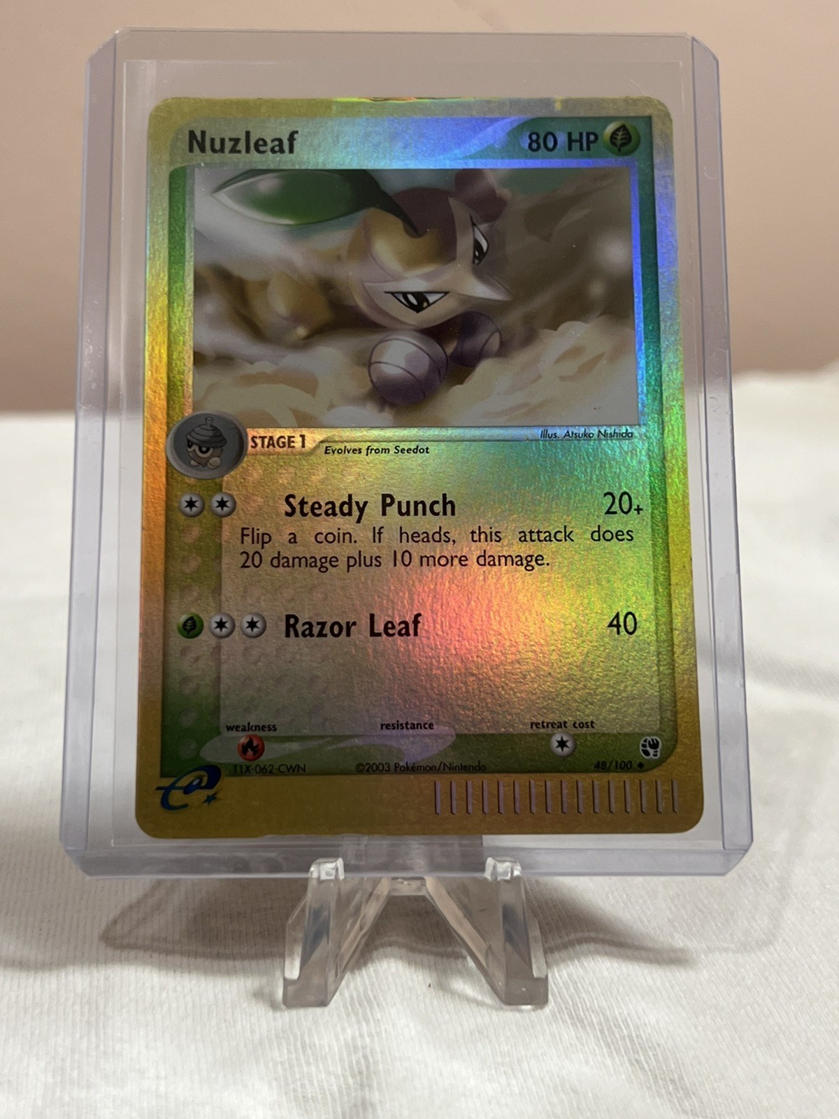 Nuzleaf 48/100 Reverse Holo EX Sandstorm Pokemon Card Vintage 2003 NM