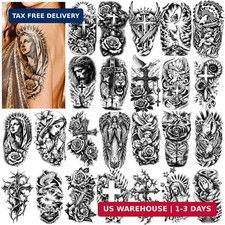 84 PCS Christian Prayer Cross Temporary Tattoo Jesus God Angel Religious Tattoo