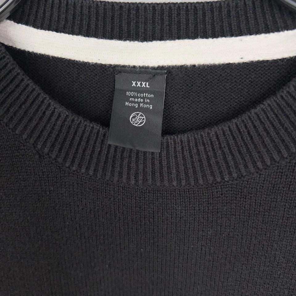 Vintage Sean John Sweater Mens 3XL Black Crewneck Script Applique Stripes 90s - Image 4 of 4