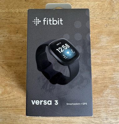 Fitbit Versa 3 Smartwatch GPS Heart Rate Monitor Black Aluminum 40mm