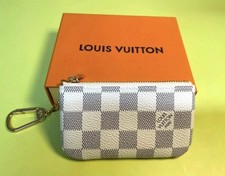 LOUIS VUITTON Key Pouch Key Cles Wallet Damier Azur Key Chain Coin Pouch w/box