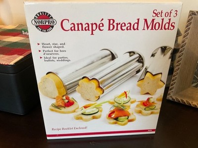 Canapé Bread Molds Set Of 3 Heart, Star, And Flower New in box. Norpro Brand