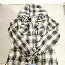 Boston Traders shirt womens black white plaid lined hooded medium