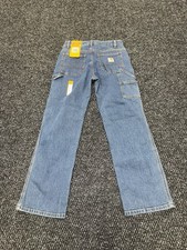 Carhartt Jeans Kids 14 Medium Wash Rugged Flex Loose Fit Bootcut Utility Denim