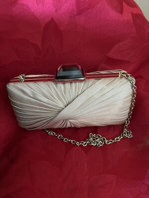 Sondra Roberts Metallic Gold Beige Evening Bag Art Deco