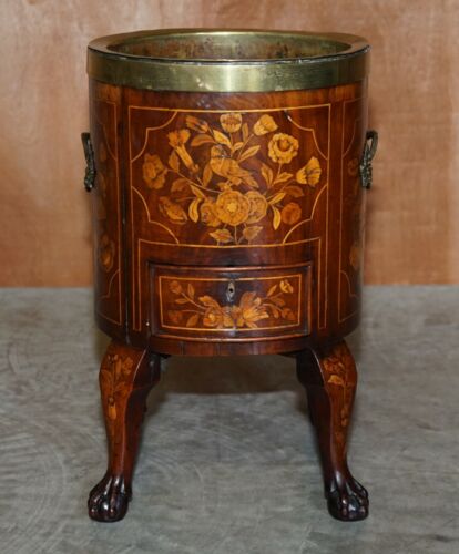 EXQUISITE ANTIQUE CIRCA 1800 DUTCH INLAID WINE COOLER BUCKET CLAW & BALL FEET - Picture 2 of 12