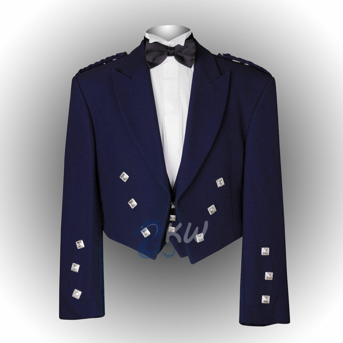 BLUE PRINCE CHARLIE JACKET AND WAISTCOAT