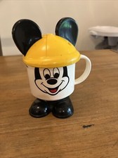 Walt Disney Productions Vintage Mickey Mouse Plastic Sippy Cup Mug with Lid
