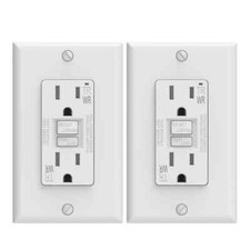 ELEGRP 2-pack White 15 Amp 125V Tamper Resistant Duplex Self-Test GFCI Outlet