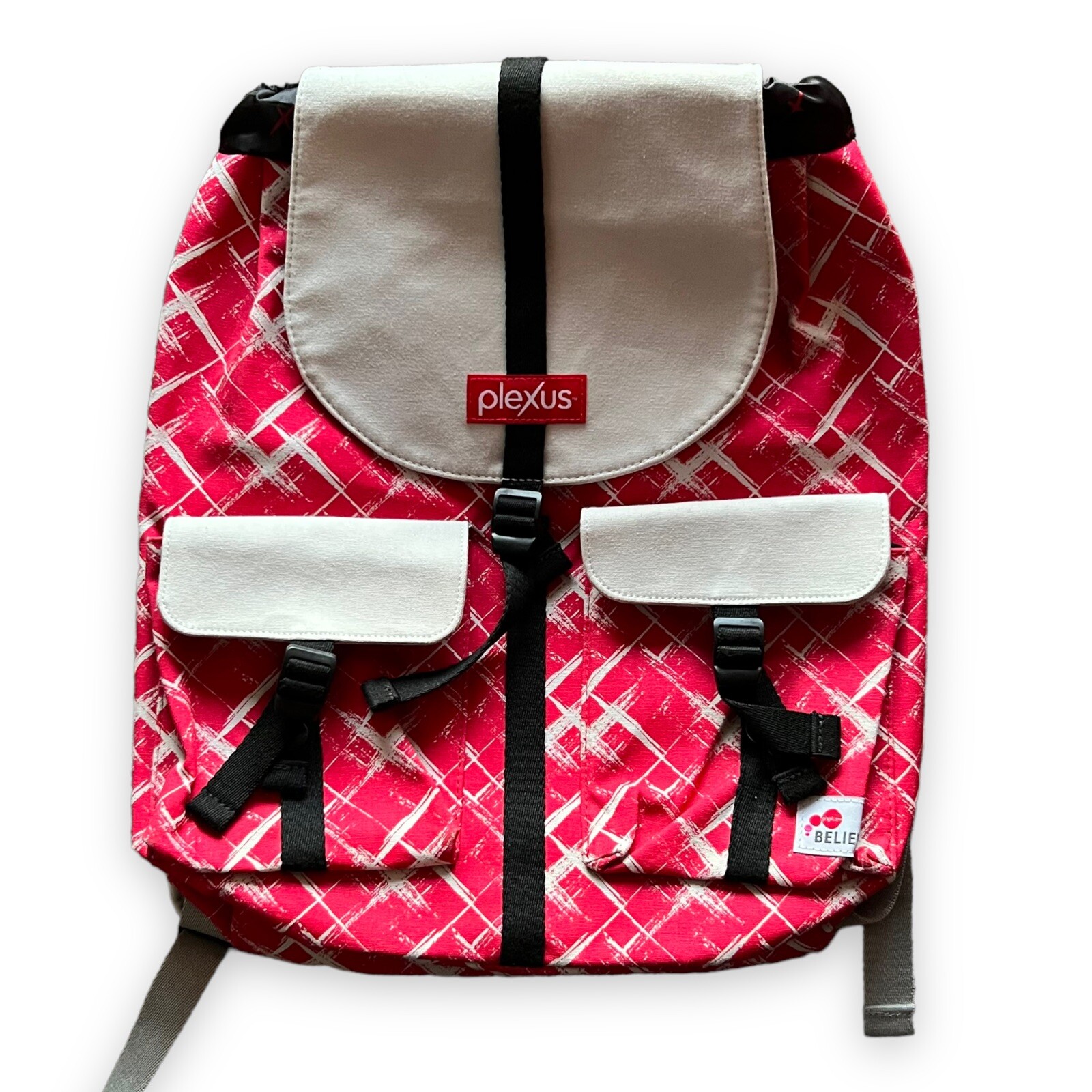 Plexus Backpack Pink Believe Canvas Drawstring Ma… - image 1