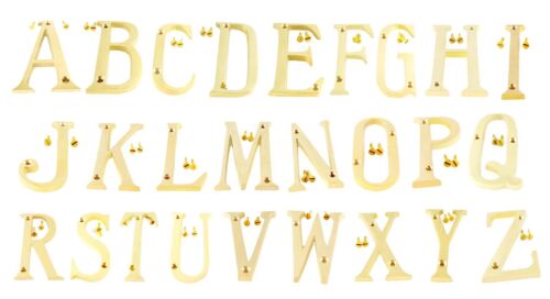 150MM (6Inch) Brass Home 26 Brass Polish Gold Alphabet Letters AtoZ With Screws - Picture 1 of 108