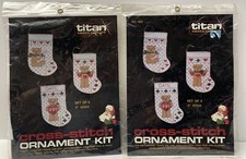 VTG Titan Needlecraft 482 Personalize Ornament Kits Teddy Bear 2 Kits Of 3 NOS