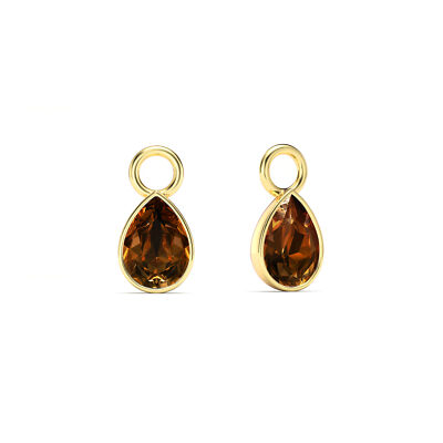 Petite Teardrop Mix Charms With Light Amber Crystals Gold Plated