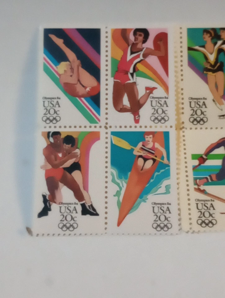 20 CENT MINT NH OG SUMMER AND WINTER OLYMPICS 2 STAMP BLOCKS FV 1.60 CV 9.75 - Image 2 of 4