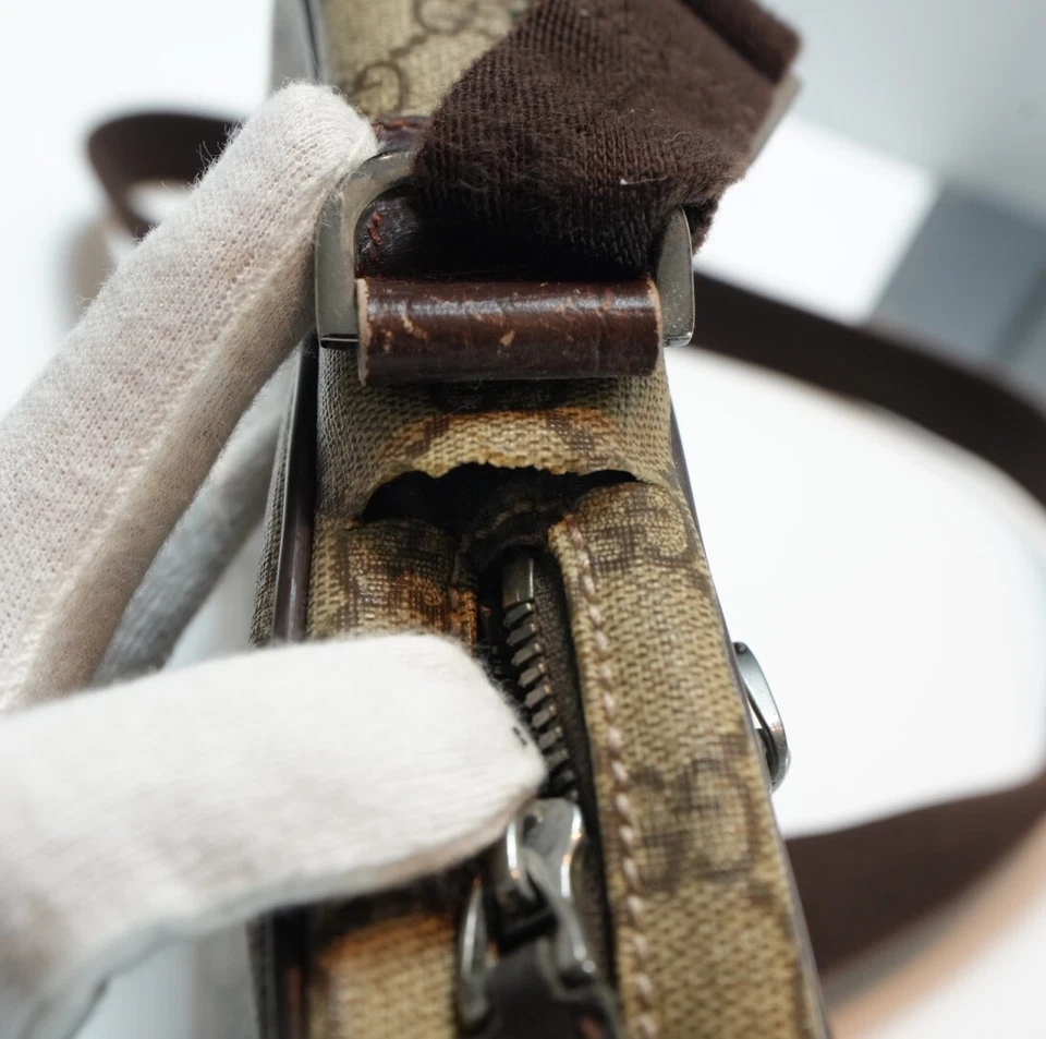 Bolso de Hombro Gucci GG Supreme Lona Cuero Beige Foto 3 de 4