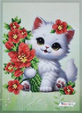 Kitten Bead Embroidery Kit DIY Craft Kit Needlepoint Beadwork b120