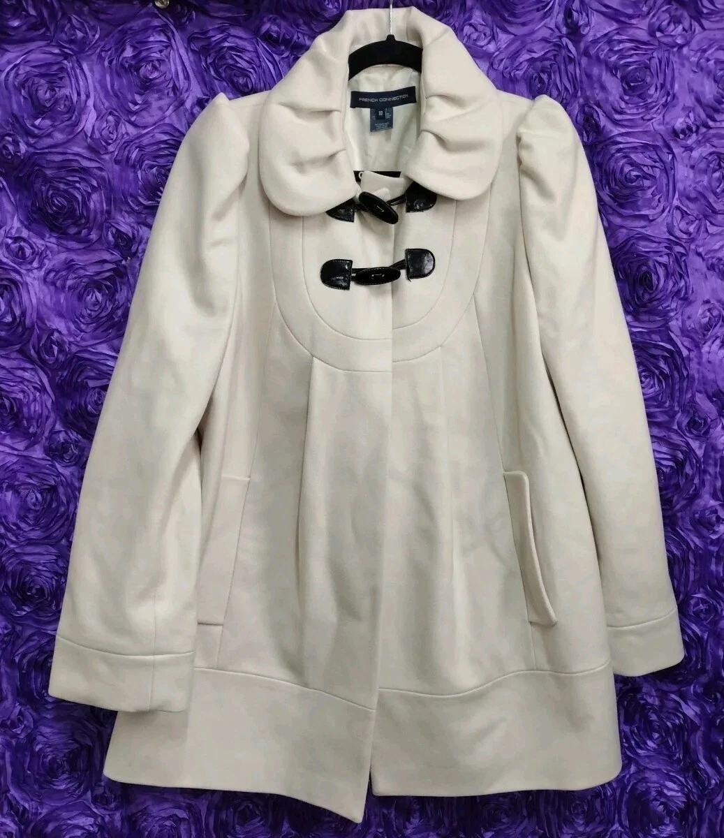 OFF WHITE Cappotto French Connection Off White Lt Biege lana cashmere taglia 10 OC2