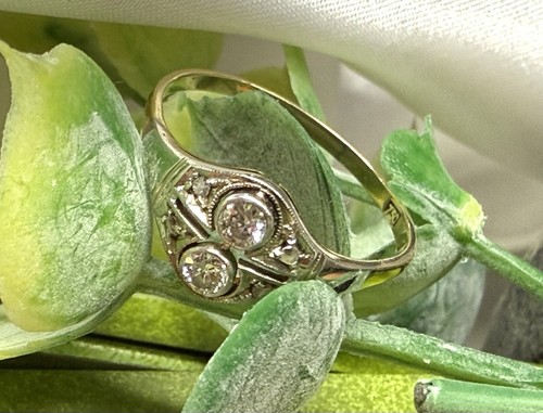 traumhafter Art-Déco Diamant Ring in 750er Gelb/Weißgold 0,2 ct Gr. 57 - Bild 3 von 14
