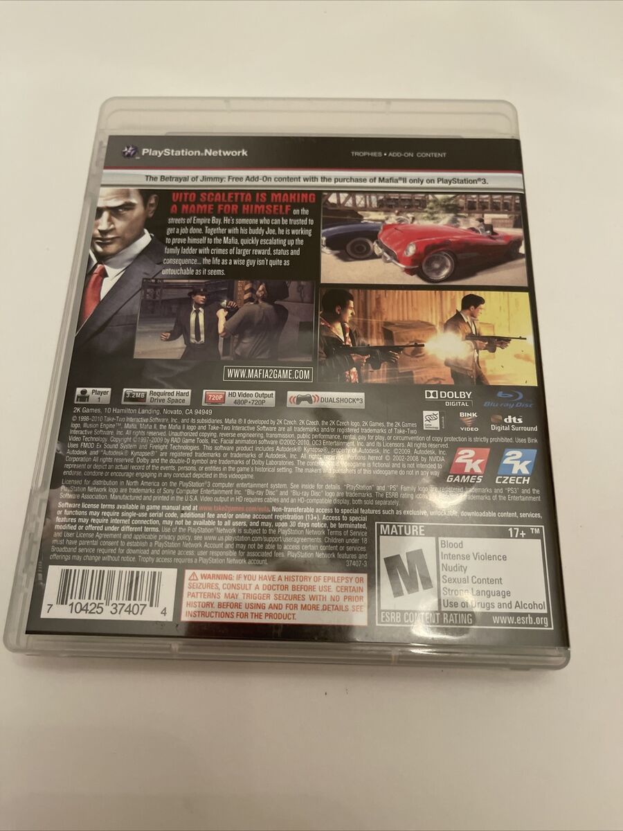 Mafia II 2 Sony PlayStation 3 PS3 Game Complete CIB Tested w/ Map  710425374074