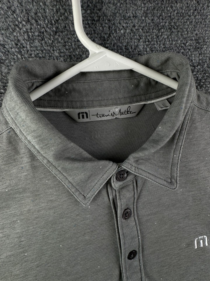 Travis Matthew Polo Shirt Men Large Gray Dotted Short Sleeve Golf Adult