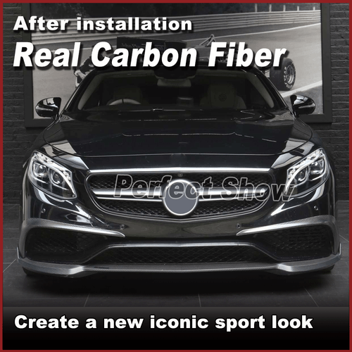 Fit For Benz C217 S500 Sport 14-17 Real Carbon Front Bumper Lip Spoiler Splitter - Picture 5 of 16