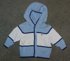 Tommy Hilfiger Baby Boys Blue / White Cotton Sweater - Size 3-6 Months - EUC