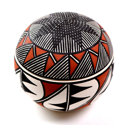 Acoma Indianer Keramik Deckeltopf von K Aragon H8cm