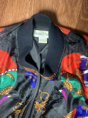 Vintage 80's Nicole /J Farah Angel Sun Moon Jacket Satin Shoulder