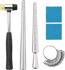 Ring Mandrel Sizer Tool with Metal Finger Sizing Measuring Stick and Guage 27