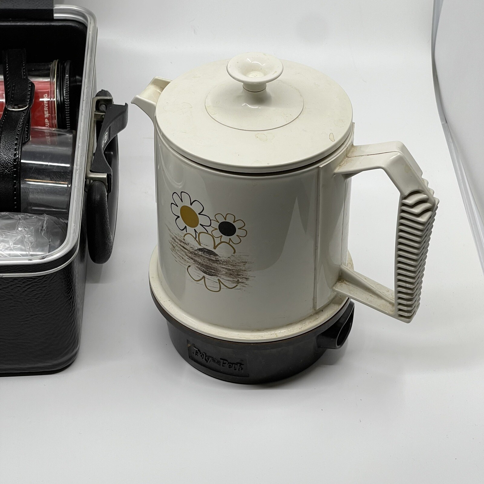 Vintage PLATT Travel Coffee Pot Case 4 Cup Electric Percolator w/ most