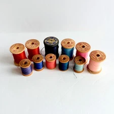 Belding Corticelli Polybond Bel-Waxed Thread 10 Wood Spools One Coats & Clark
