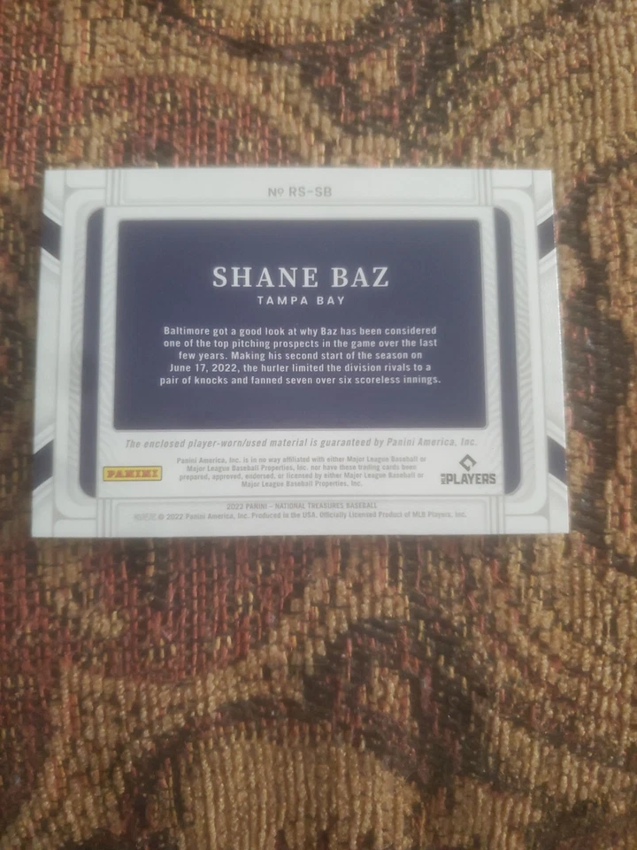 2022 National Treasures Shane Baz Jumbo Patch /25 Rays !! - Image 2 of 2