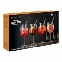 Nachtmann Cocktail-Spritz-Set 8-Tlg., 4 CocktailgläSer+4 Trinkhalme Kristallglas
