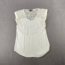 Express Womens Ivory White Lace V-Neck Sleeveless Blouse Top XS RN55285