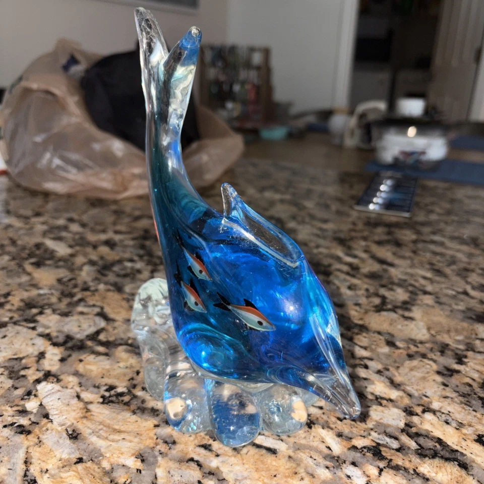 Murano Italy Large Vibrant 6 Fish Tank Aquarium Glass Sculpture Paperweight - Image 2 of 4