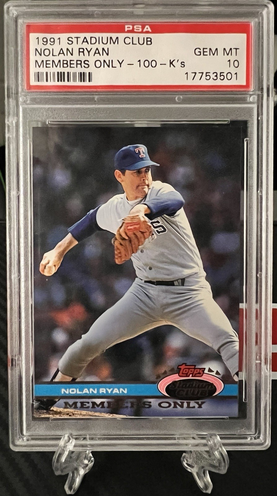 1991 Topps Stadium Club Nolan Ryan Members Only 100 K’s PSA 10