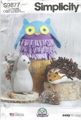 Simplicity S9877 Plush Animals Pattern - Woodland Owl Squirrel Hedgehog UNCUT