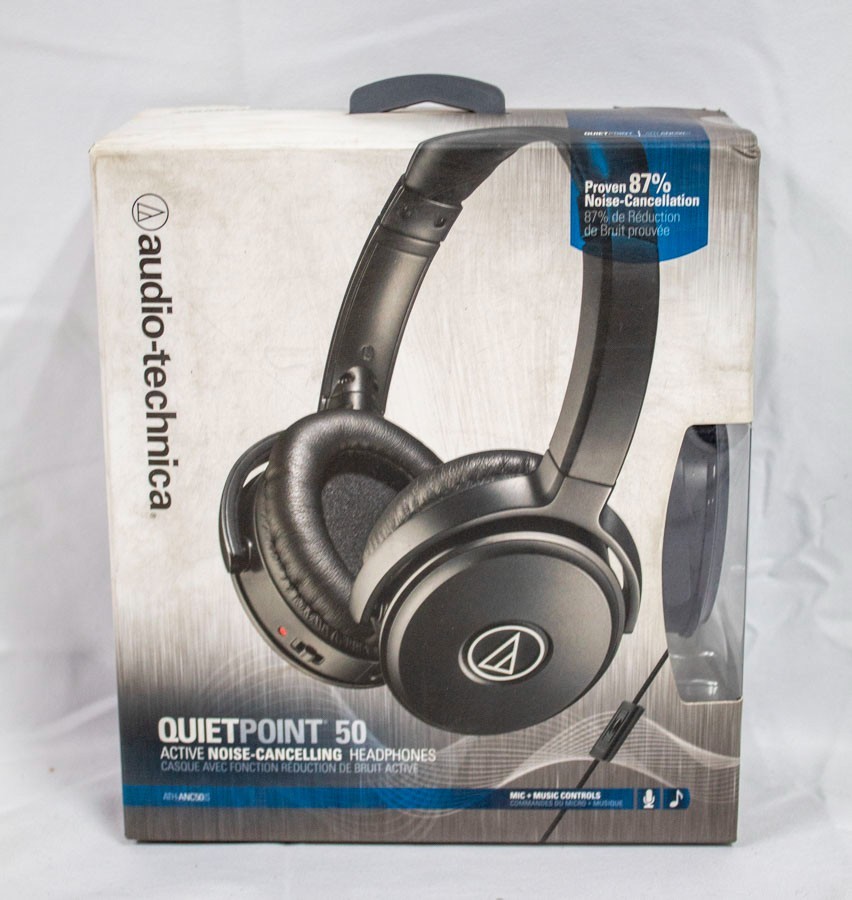 Audio-Technica ATH-ANC50iS QuietPoint Active Noise-Cancelling Headphones -Black