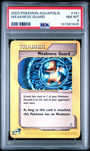 Pokemon PSA 8 Weakness Guard 141/147 Aquapolis Uncommon 2003 Charmander eReader
