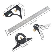 300MM T-Square Level Protractor Set, Adjustable Sliding Square Ruler 3-Piece