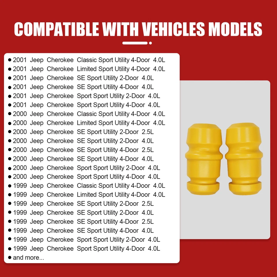 2Pcs Front Coil Spring Bump Stop For 1994-2001 Jeep Cherokee XJ MJ  52004295 New Foto 2 de 4