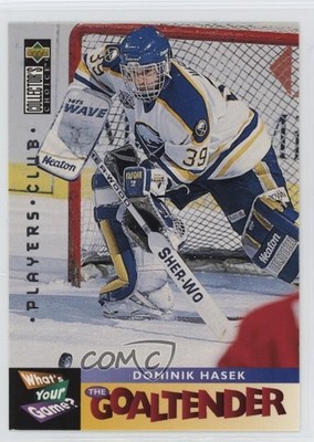 1995-96 Collector's Choice What's Your Game? Player's Club Dominik Hasek HOF 2cb