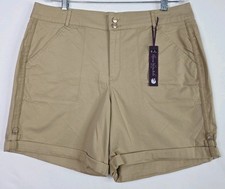 Gloria Vanderbilt Maren Shorts Womens 14 Khaki All Around Slimming Effect NWT