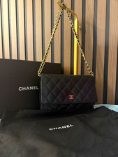 CHANEL Black Quilted WOC Crossbody Gold CC Ch...