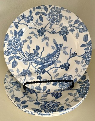 Queens England Royal Wessex Kujaku Bird Blue Salad Plates - Set of 4 8 12